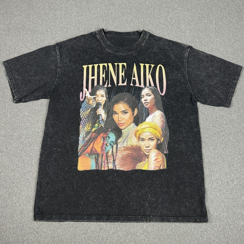 Jhene Aiko Graphic Tee Shirt Mens XL Black Acid Wash Vintage 90s Rap Tee Style